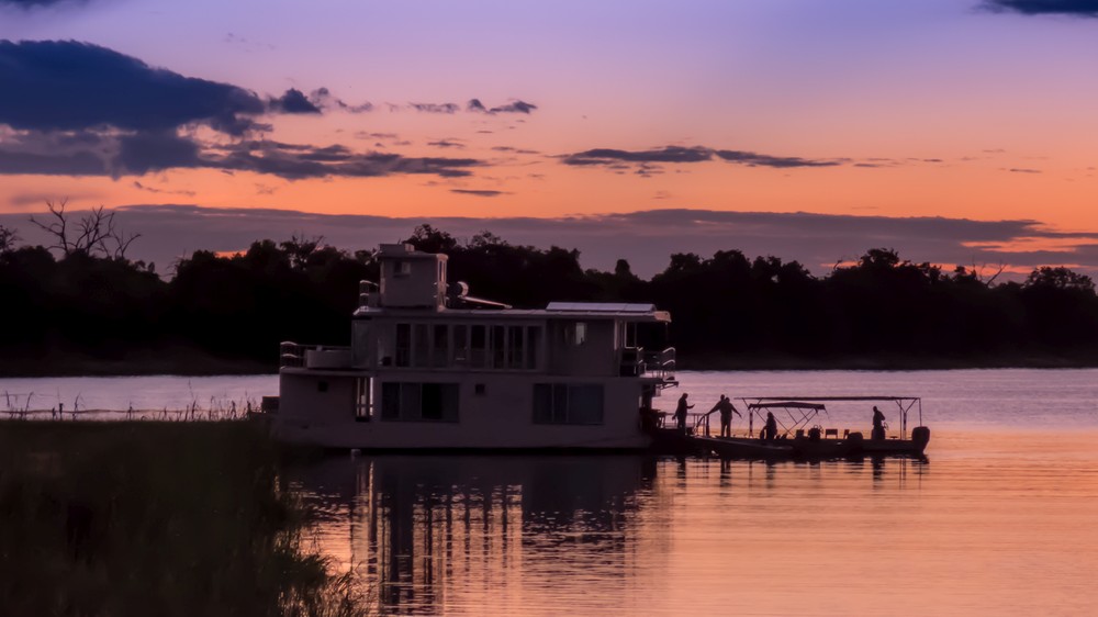 Chobe River Houserboat At Sunset