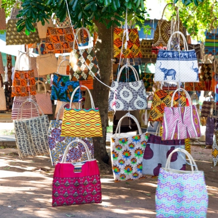 Colourful bags in a Maputo market