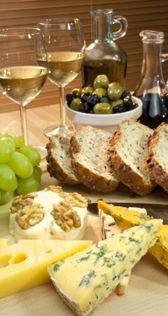 Wine, cheese and bread - a heavenly combination.