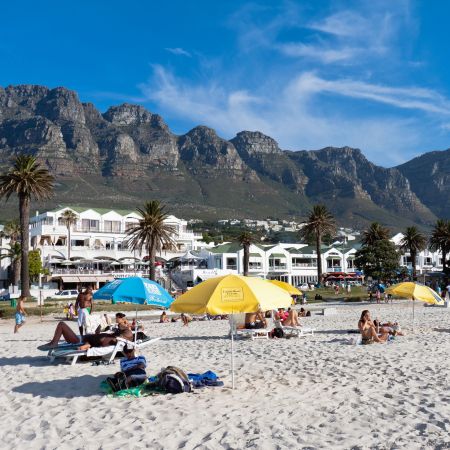 The popular beach at Camps Bay.