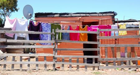 Washing drying in township outside Cape Town.