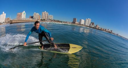 Paddleboarding near Durban's Golden mile.