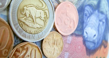 South African Rand notes and coins.