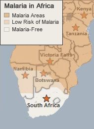 Malaria Map of Southern and East Africa